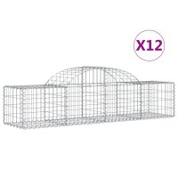 vidaXL Gabionen mit Hochbogen 12 Stk. 200x50x40/60 cm Verzinktes Eisen