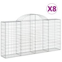 vidaXL Gabionen mit Hochbogen 8 Stk. 200x30x100/120cm Verzinktes Eisen