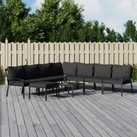 vidaXL 9-tlg. Garten-Lounge-Set mit Grauen Kissen Stahl