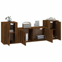 vidaXL 3-tlg. TV-Schrank-Set Braun Eichen-Optik Holzwerkstoff