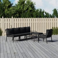 vidaXL 7-tlg. Garten-Lounge-Set mit Grauen Kissen Stahl