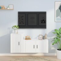 vidaXL 2-tlg. TV-Schrank-Set Weiß Holzwerkstoff