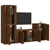 vidaXL 4-tlg. TV-Schrank-Set Braun Eichen-Optik Holzwerkstoff