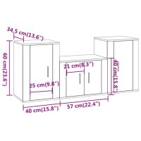 vidaXL 3-tlg. TV-Schrank-Set Schwarz Holzwerkstoff