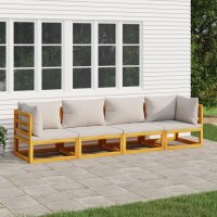 vidaXL 4-tlg. Garten-Lounge-Set mit Hellgrauen Kissen...