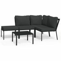 vidaXL 5-tlg. Garten-Lounge-Set mit Grauen Kissen Stahl