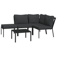 vidaXL 5-tlg. Garten-Lounge-Set mit Grauen Kissen Stahl