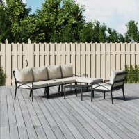 vidaXL 7-tlg. Garten-Lounge-Set mit Sandfarbigen Kissen Stahl