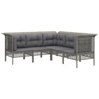 vidaXL 5-tlg. Garten-Lounge-Set mit Kissen Grau Poly Rattan