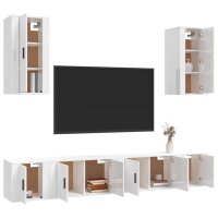 vidaXL 6-tlg. TV-Schrank-Set Hochglanz-Wei&szlig; Holzwerkstoff