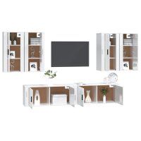 vidaXL 6-tlg. TV-Schrank-Set Hochglanz-Wei&szlig; Holzwerkstoff