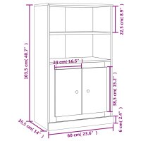 vidaXL Highboard Grau Sonoma 60x35,5x103,5 cm Holzwerkstoff