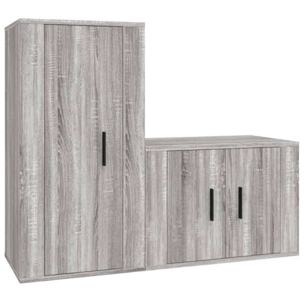 vidaXL 2-tlg. TV-Schrank-Set Grau Sonoma Holzwerkstoff