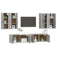 vidaXL 6-tlg. TV-Schrank-Set Betongrau Holzwerkstoff