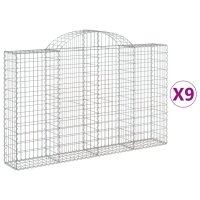 vidaXL Gabionen mit Hochbogen 9 Stk. 200x30x120/140cm Verzinktes Eisen