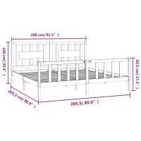 vidaXL Massivholzbett mit Kopfteil Schwarz Kiefer 200x200 cm