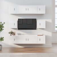 vidaXL 8-tlg. TV-Schrank-Set Hochglanz-Wei&szlig; Holzwerkstoff