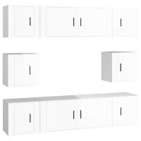 vidaXL 8-tlg. TV-Schrank-Set Hochglanz-Wei&szlig; Holzwerkstoff