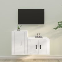vidaXL 2-tlg. TV-Schrank-Set Hochglanz-Weiß...