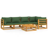 vidaXL 6-tlg. Garten-Lounge-Set mit Grünen Kissen...
