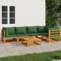 vidaXL 6-tlg. Garten-Lounge-Set mit Grünen Kissen...