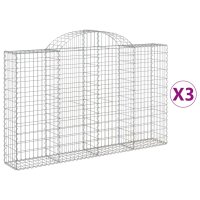 vidaXL Gabionen mit Hochbogen 3 Stk. 200x30x120/140cm Verzinktes Eisen