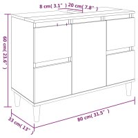 vidaXL Waschbeckenunterschrank R&auml;uchereiche 80x33x60 cm Holzwerkstoff