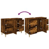 vidaXL Waschbeckenunterschrank R&auml;uchereiche 80x33x60 cm Holzwerkstoff