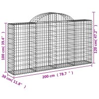 vidaXL Gabionen mit Hochbogen 5 Stk. 200x30x100/120cm Verzinktes Eisen