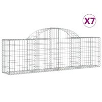 vidaXL Gabionen mit Hochbogen 7 Stk. 200x30x60/80 cm Verzinktes Eisen