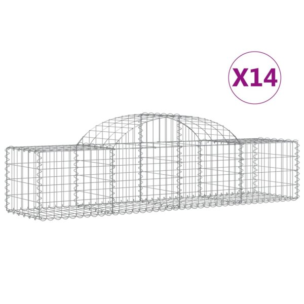 vidaXL Gabionen mit Hochbogen 14 Stk. 200x50x40/60 cm Verzinktes Eisen