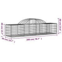 vidaXL Gabionen mit Hochbogen 14 Stk. 200x50x40/60 cm Verzinktes Eisen