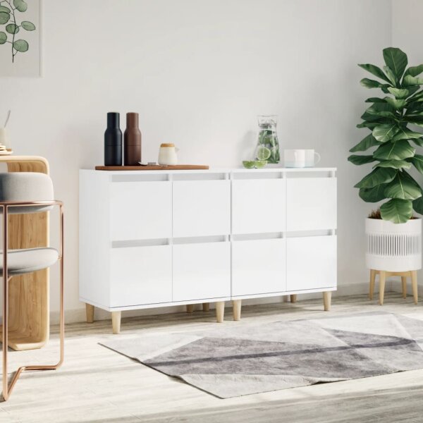 vidaXL Sideboards 2 Stk. Hochglanz-Wei&szlig; 60x35x70 cm Holzwerkstoff