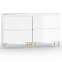 vidaXL Sideboards 2 Stk. Hochglanz-Wei&szlig; 60x35x70 cm Holzwerkstoff