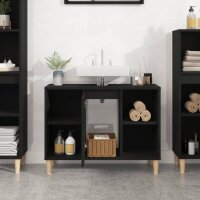 vidaXL Waschbeckenunterschrank Schwarz 80x33x60 cm Holzwerkstoff