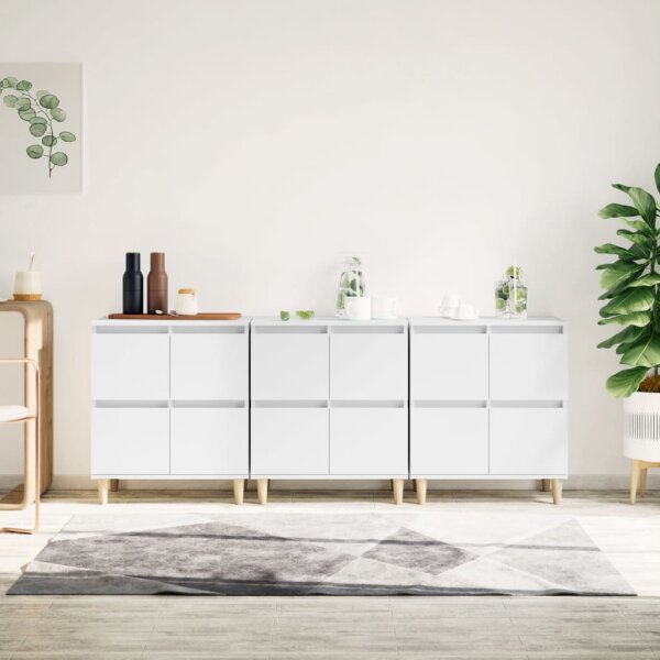 vidaXL Sideboards 3 Stk. Wei&szlig; 60x35x70 cm Holzwerkstoff