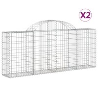 vidaXL Gabionen mit Hochbogen 2 Stk. 200x30x80/100 cm...