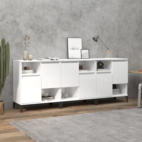 vidaXL Sideboards 3 Stk. Hochglanz-Wei&szlig; 60x35x70 cm Holzwerkstoff