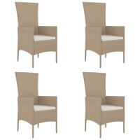 vidaXL 5-tlg. Garten-Essgruppe mit Kissen Beige Poly Rattan