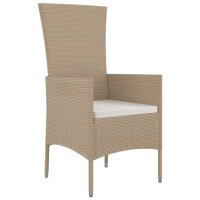 vidaXL 5-tlg. Garten-Essgruppe mit Kissen Beige Poly Rattan