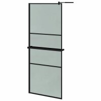 WOWONA Duschwand mit Ablage f&uuml;r Walk-In-Dusche Schwarz 80x195 cm ESG