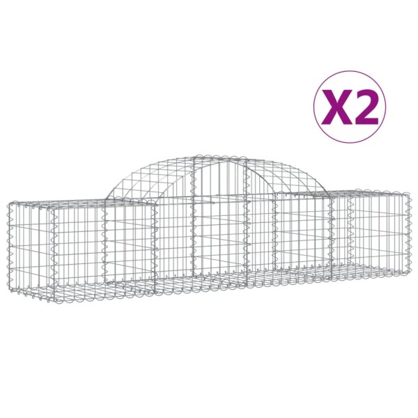 vidaXL Gabionen mit Hochbogen 2 Stk. 200x50x40/60 cm Verzinktes Eisen