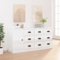 vidaXL Sideboards 3 Stk. Hochglanz-Weiß Holzwerkstoff
