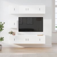 vidaXL 7-tlg. TV-Schrank-Set Hochglanz-Wei&szlig; Holzwerkstoff