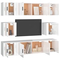 vidaXL 7-tlg. TV-Schrank-Set Hochglanz-Wei&szlig; Holzwerkstoff