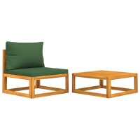 vidaXL 2-tlg. Garten-Sofa-Set mit Kissen Massivholz Akazie