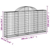 vidaXL Gabionen mit Hochbogen 25Stk. 200x30x100/120cm Verzinktes Eisen