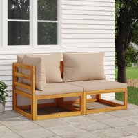 vidaXL 2-tlg. Garten-Sofa-Set mit Kissen Massivholz Akazie