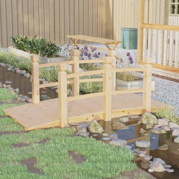 vidaXL Gartenbr&uuml;cke mit Gel&auml;nder 150x67x56 cm Massivholz Fichte