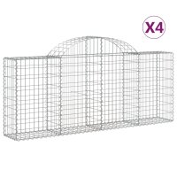 vidaXL Gabionen mit Hochbogen 4 Stk. 200x30x80/100 cm Verzinktes Eisen